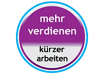 Verdi-Kampagne: 'Mehr verdienen, kürzer arbeiten'. Verlinkt auf die Informationsseite 'Mehr Gehalt in der Pflege'.